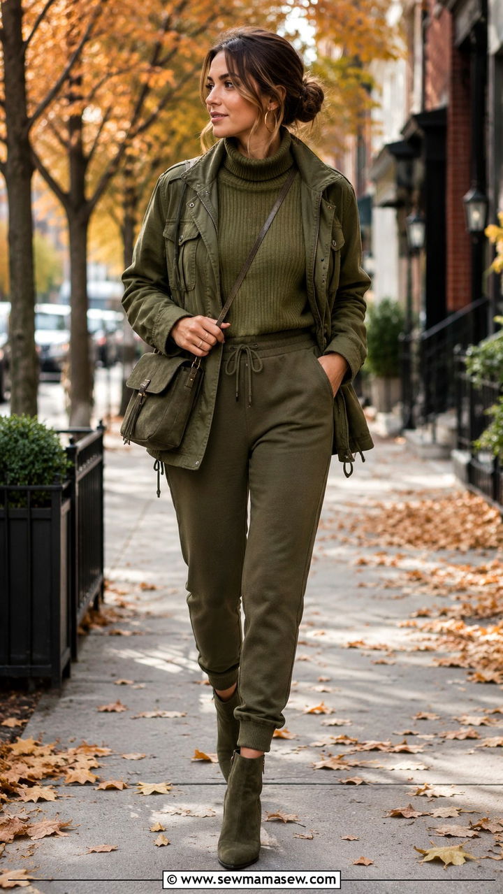 Olive Green Monochrome Outfit Fall - 30 Monochromatic green outfits
