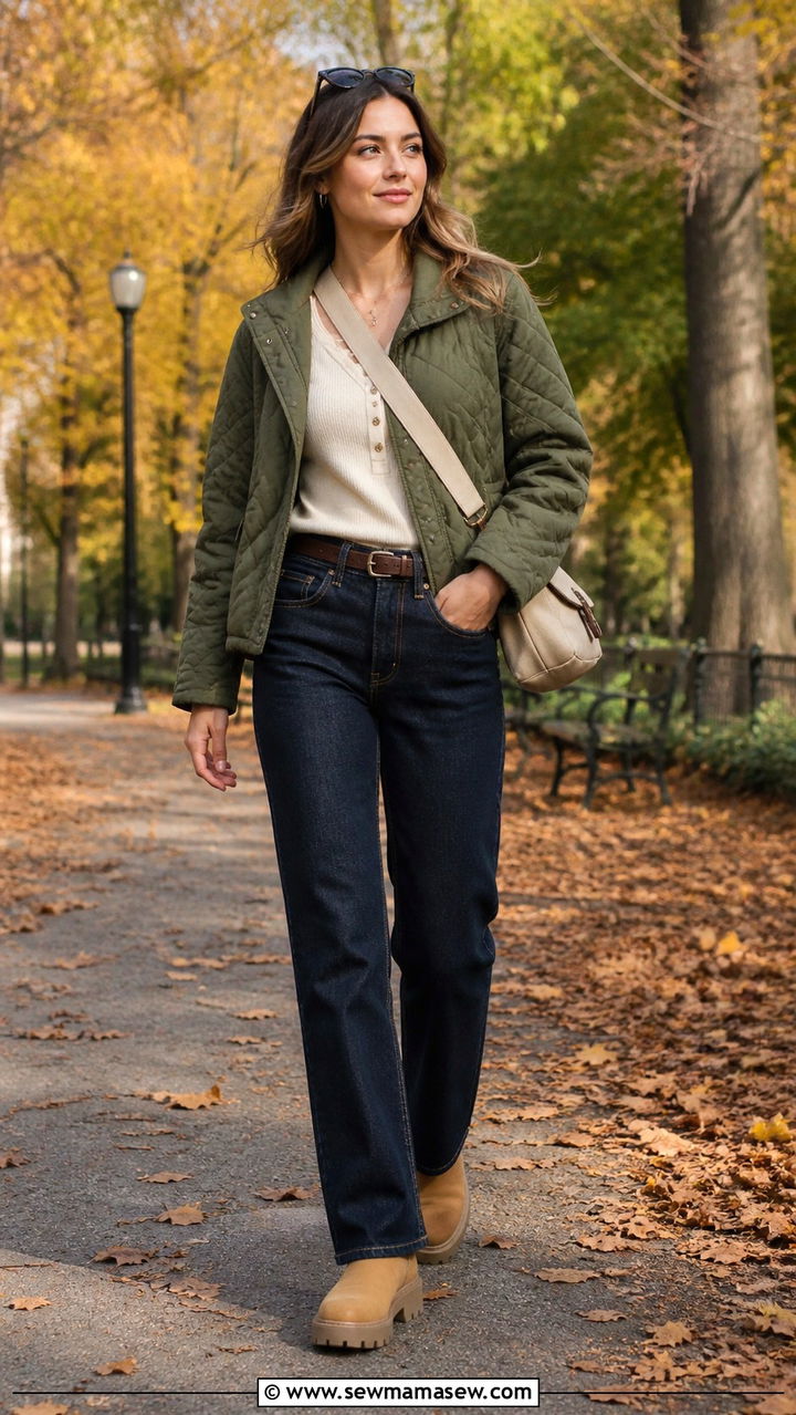 Olive Green Quilted Coat Outfit - 40 Quilted coat outfit ideas