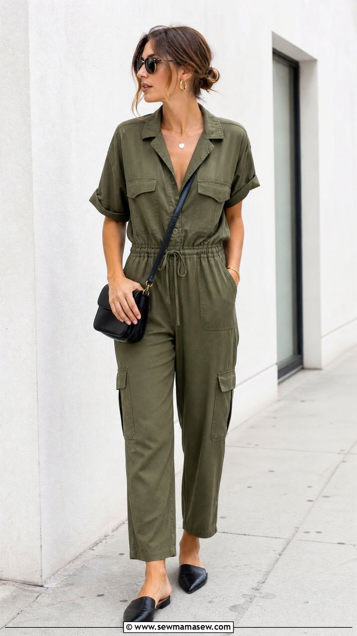 Olive Green Utility Jumpsuit Outfit - 25 Laid back summer outfit ideas 2026