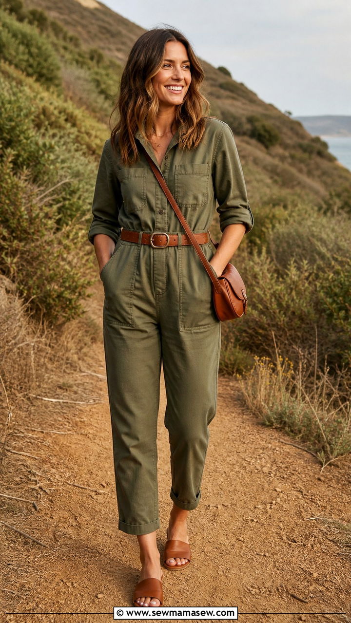 Olive Green Utility Jumpsuit - 40 casual jumpsuit outfits
