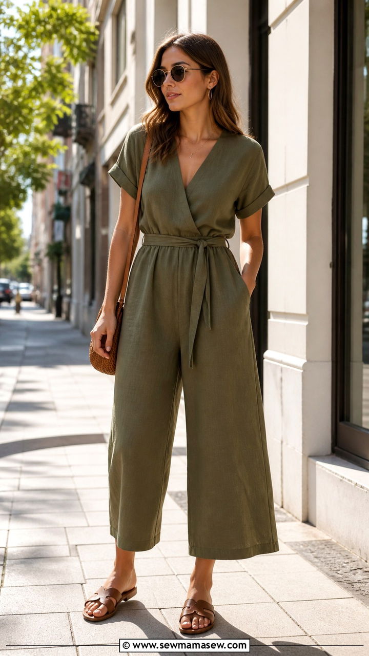 Olive Green Wide Leg Jumpsuit - 40 summer outfits 2026