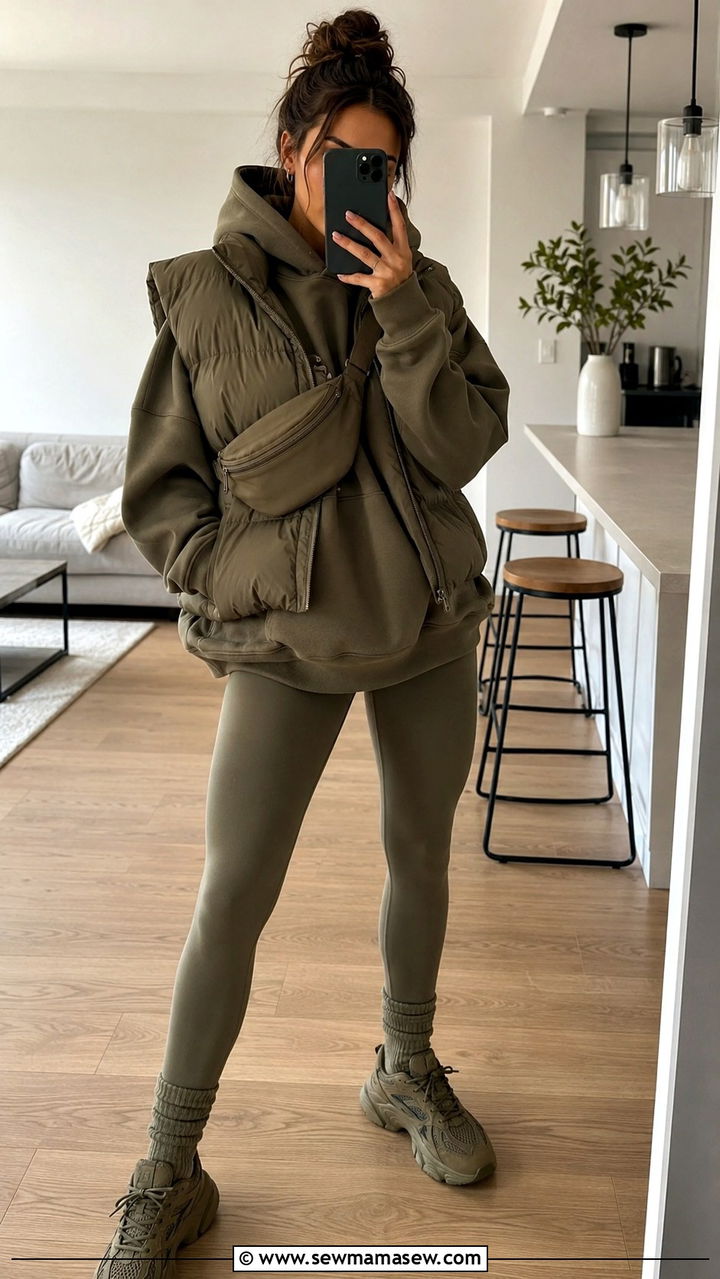 Olive Oversized Hoodie And Leggings - 30 Monochromatic olive outfits