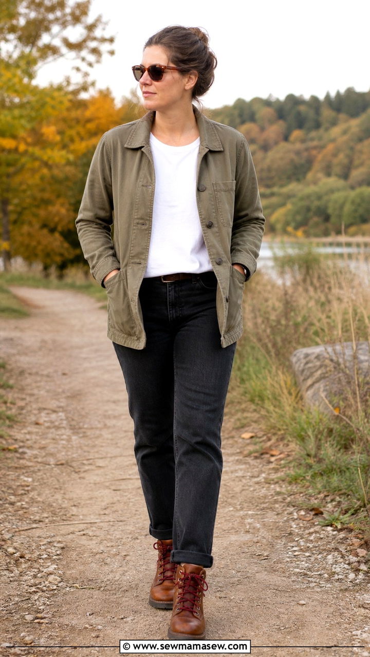 Olive Utility Blazer With White Tee And Dark Straight Jeans - 40 casual blazer outfits