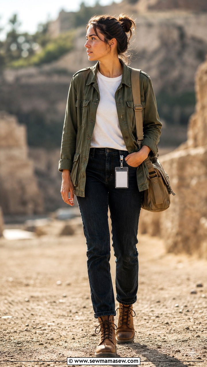 Olive Utility Jacket With Dark Jeans - 25 Reporter outfit ideas