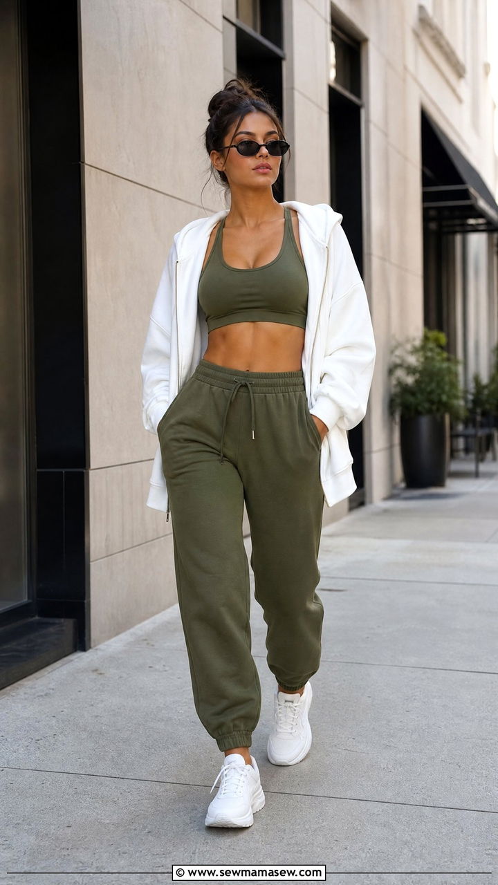Olive green athleisure outfit summer - 30 summer olive green outfit ideas