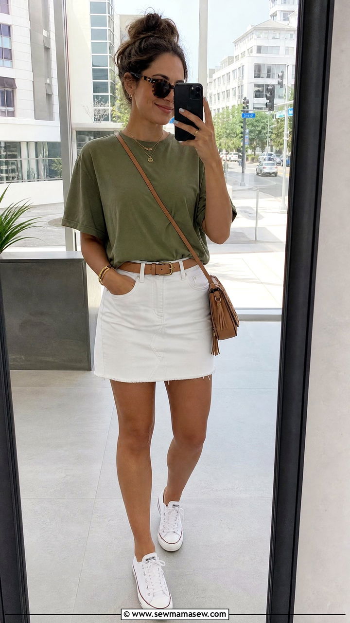 Olive green t shirt summer outfit - 30 summer olive green outfit ideas
