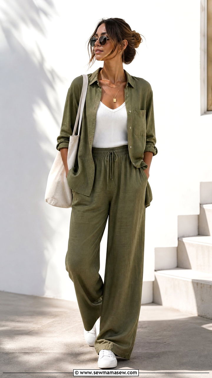 Olive green two piece set summer outfit - 30 summer olive green outfit ideas