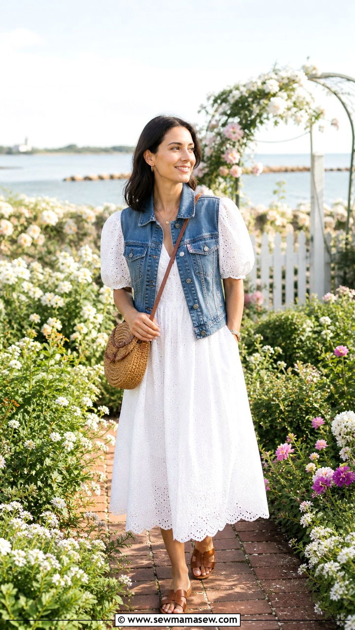 Olive utility jacket with a white tee and cream wide leg pants - 40 Coastal spring outfits