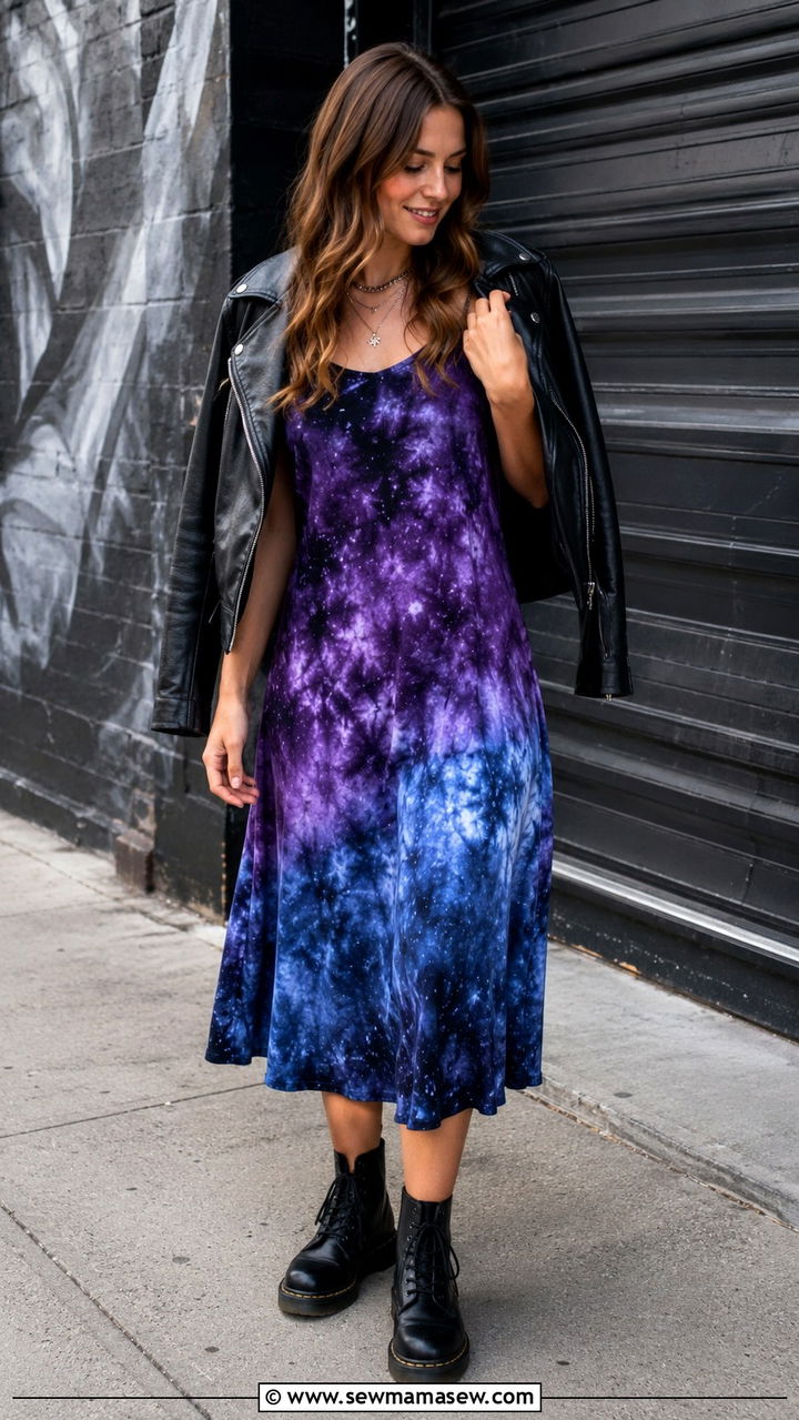 Ombre Galaxy Tie Dye Dress With Combat Boots - 30 celestial outfits 2026