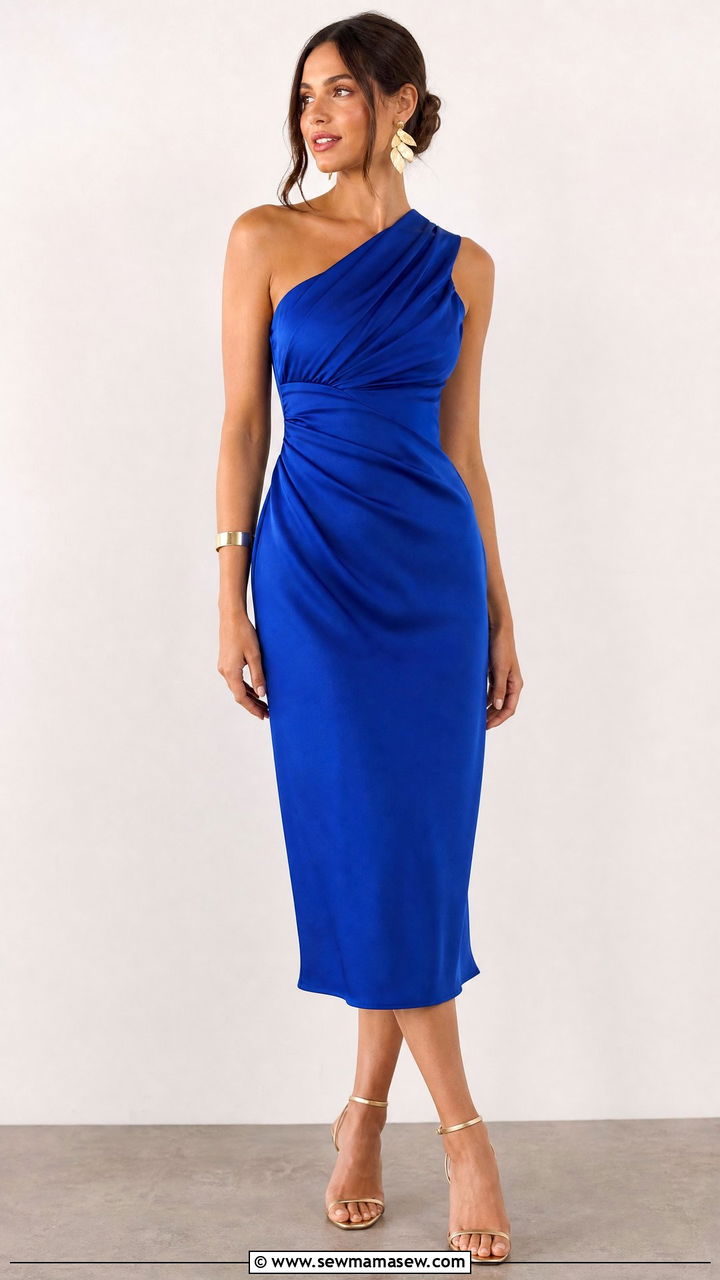 One Shoulder Dress Wedding Guest Summer Look - 30 classy summer wedding guest outfit ideas