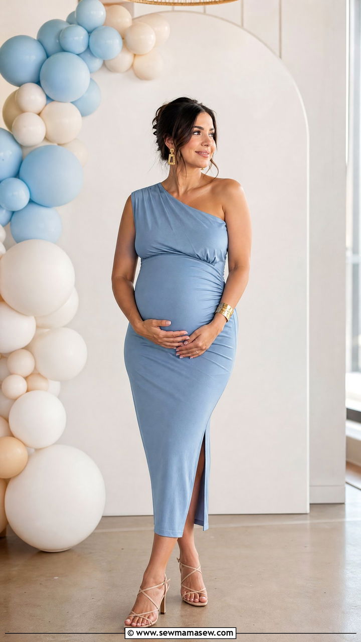One Shoulder Midi Dress Gender Reveal - 30 Gender reveal photo outfit ideas