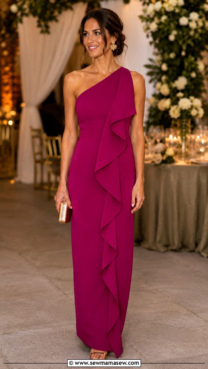 One Shoulder Ruffle Dress Wedding Guest Outfit - 25 Wedding guest outfit ideas pinterest