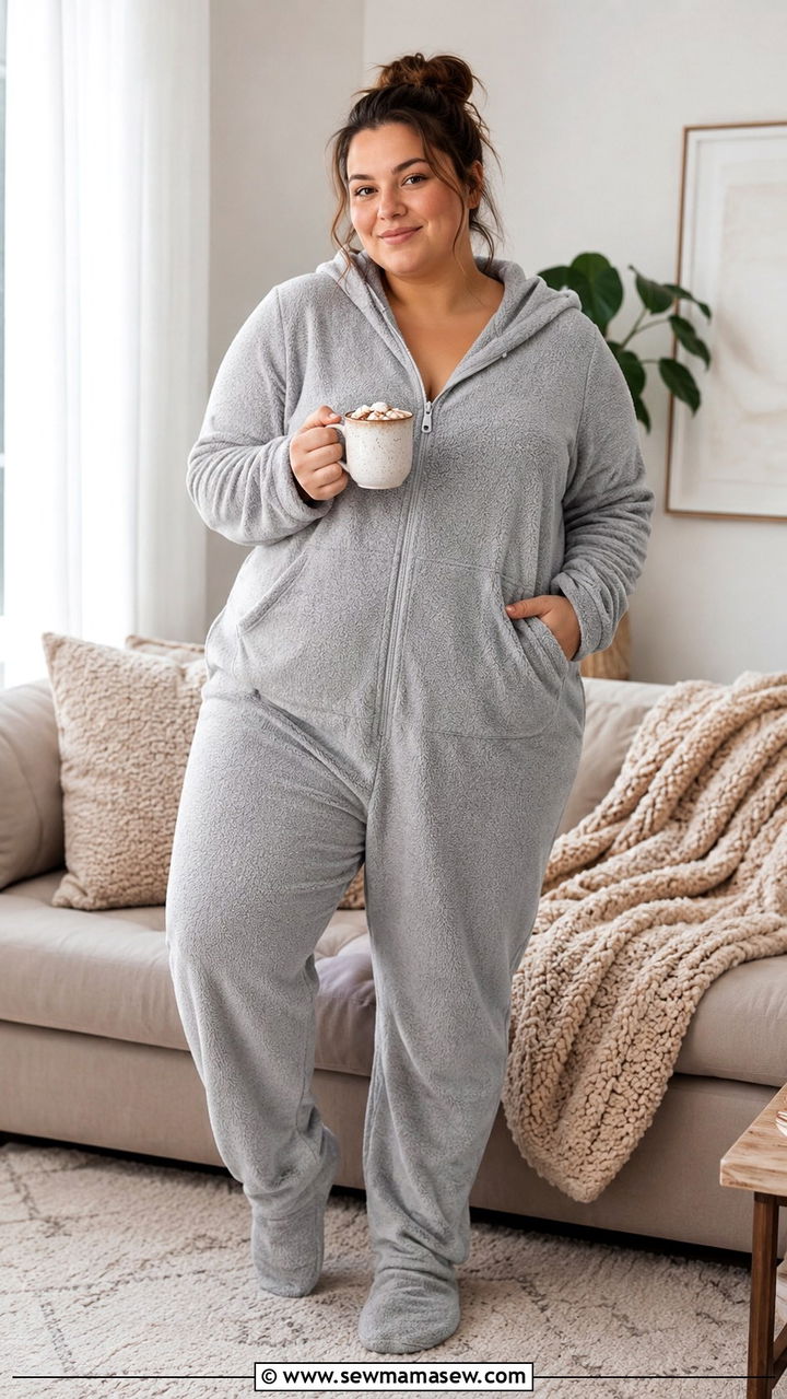 Onesie Footed Pajama Jumpsuit - 25 Pajama outfit ideas plus size