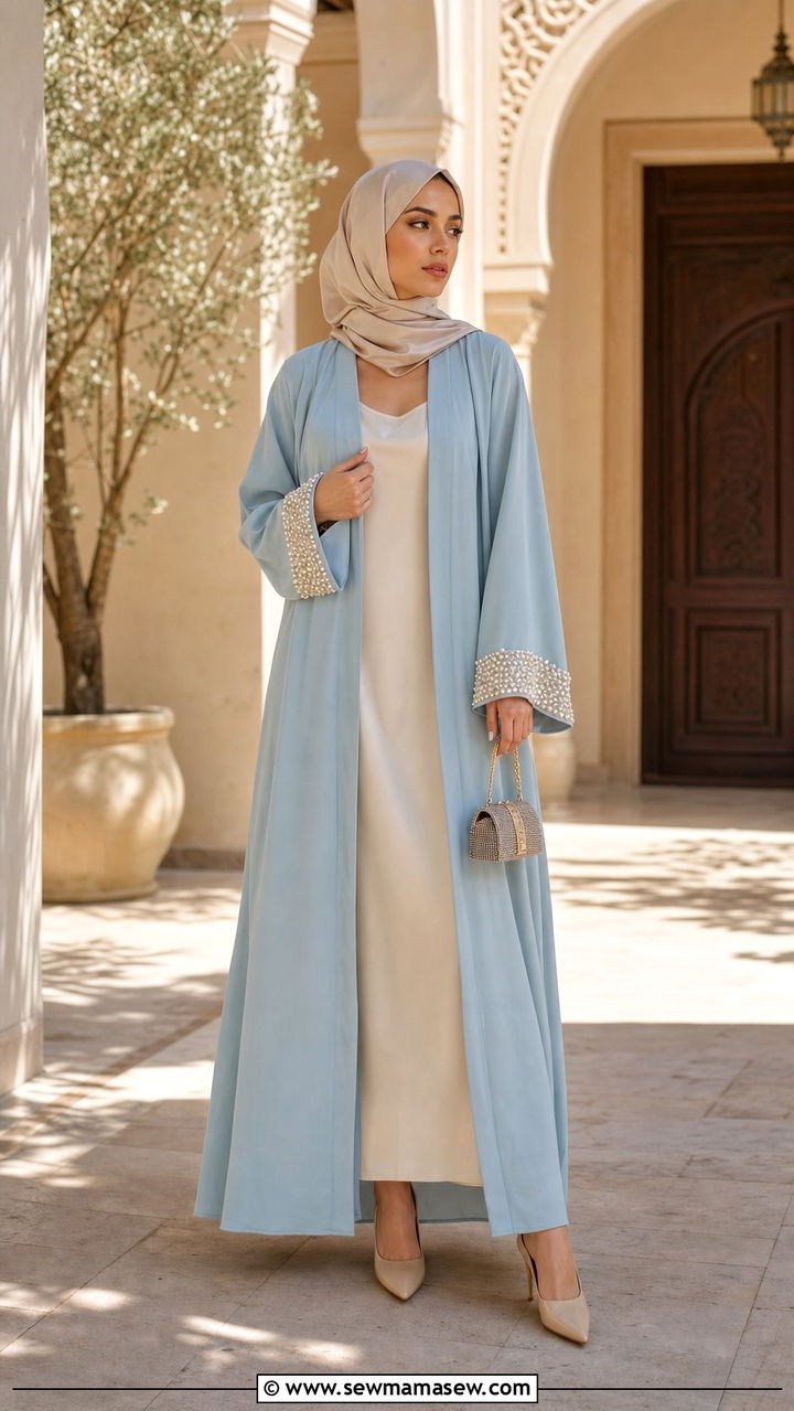 Open Abaya with Slip Dress - 25 Eid al Fitr outfit ideas 2026