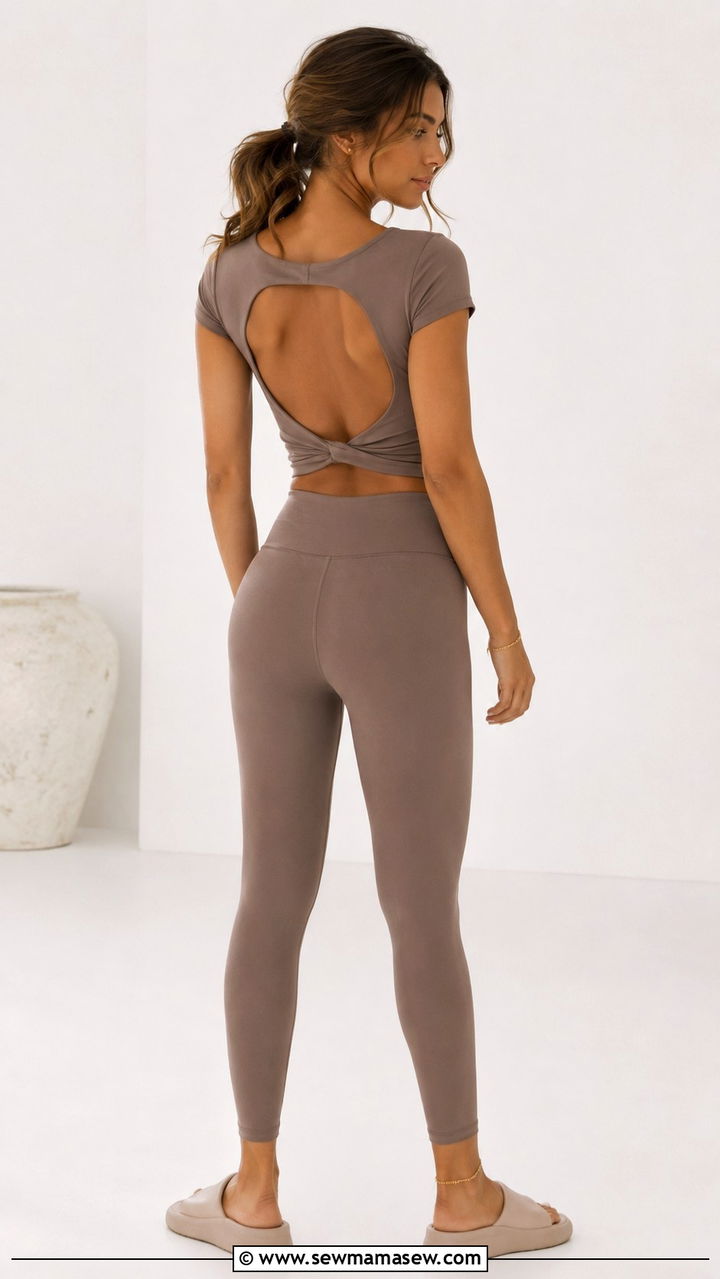Open Back Cropped Tee with High Waist Leggings - 25 Yoga outfit ideas 2026