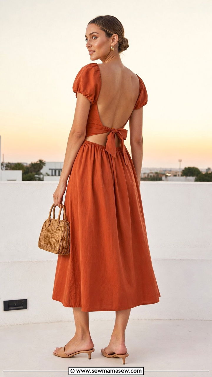 Open Back Midi Dress and Mules Outfit - 25 Summer outfits for dry heat