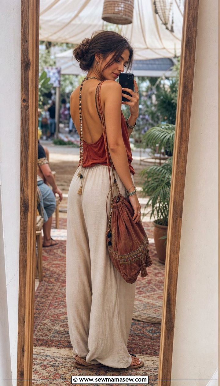 Open Back Tank And Relaxed Trousers - 35 casual festival outfits