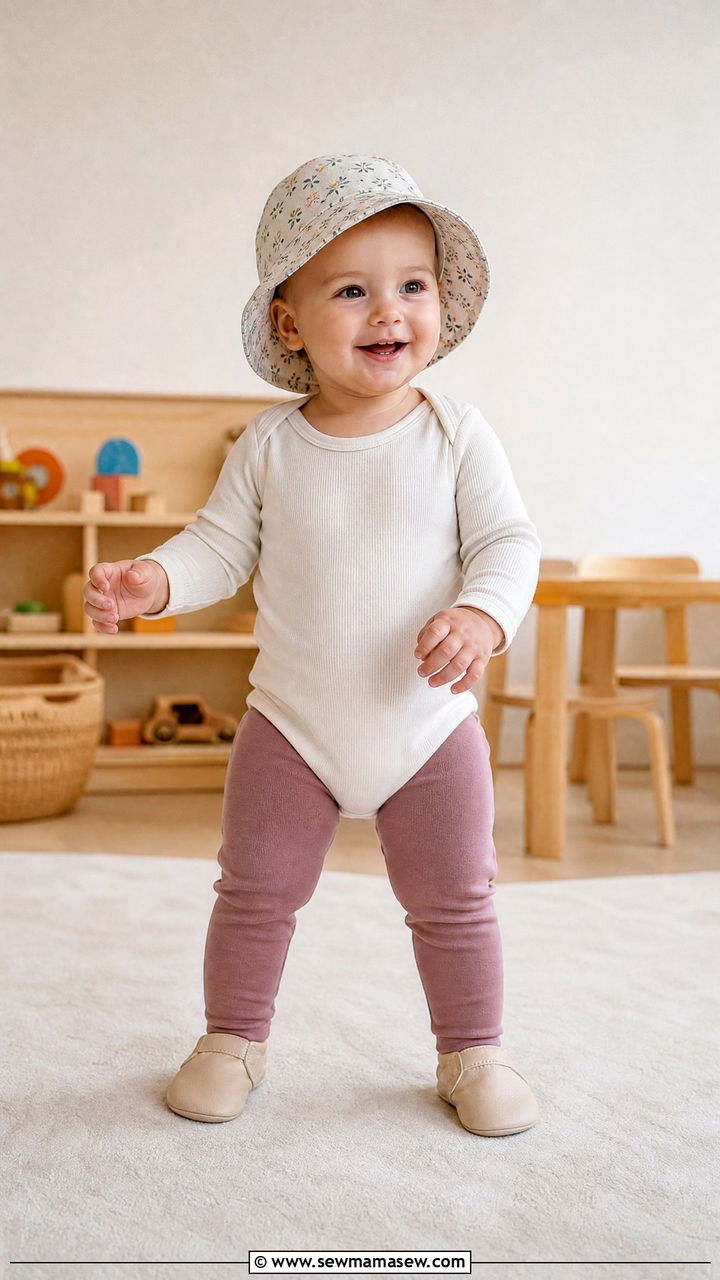 Organic Cotton Bodysuit with Leggings and a Bucket Hat - 25 First day of preschool outfit ideas