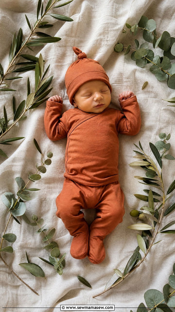 Organic Cotton Jersey Set With Olive Greenery - 20 Baby announcement outfit ideas