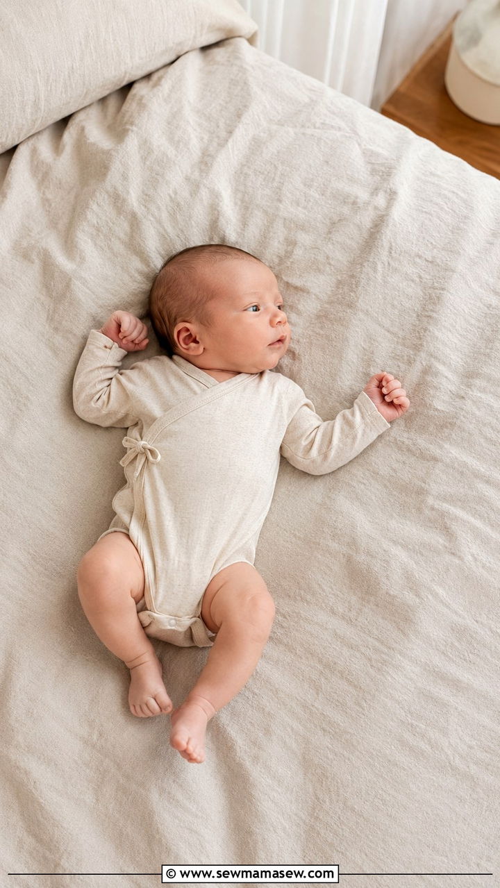Organic kimono wrap onesie newborn look - 20 Newborn lifestyle photo outfit ideas