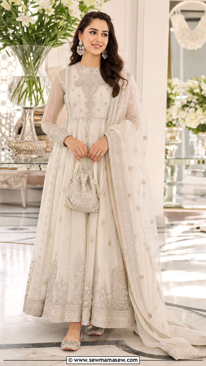 Organza Anarkali Gown - 25 Eid outfit ideas Arabic