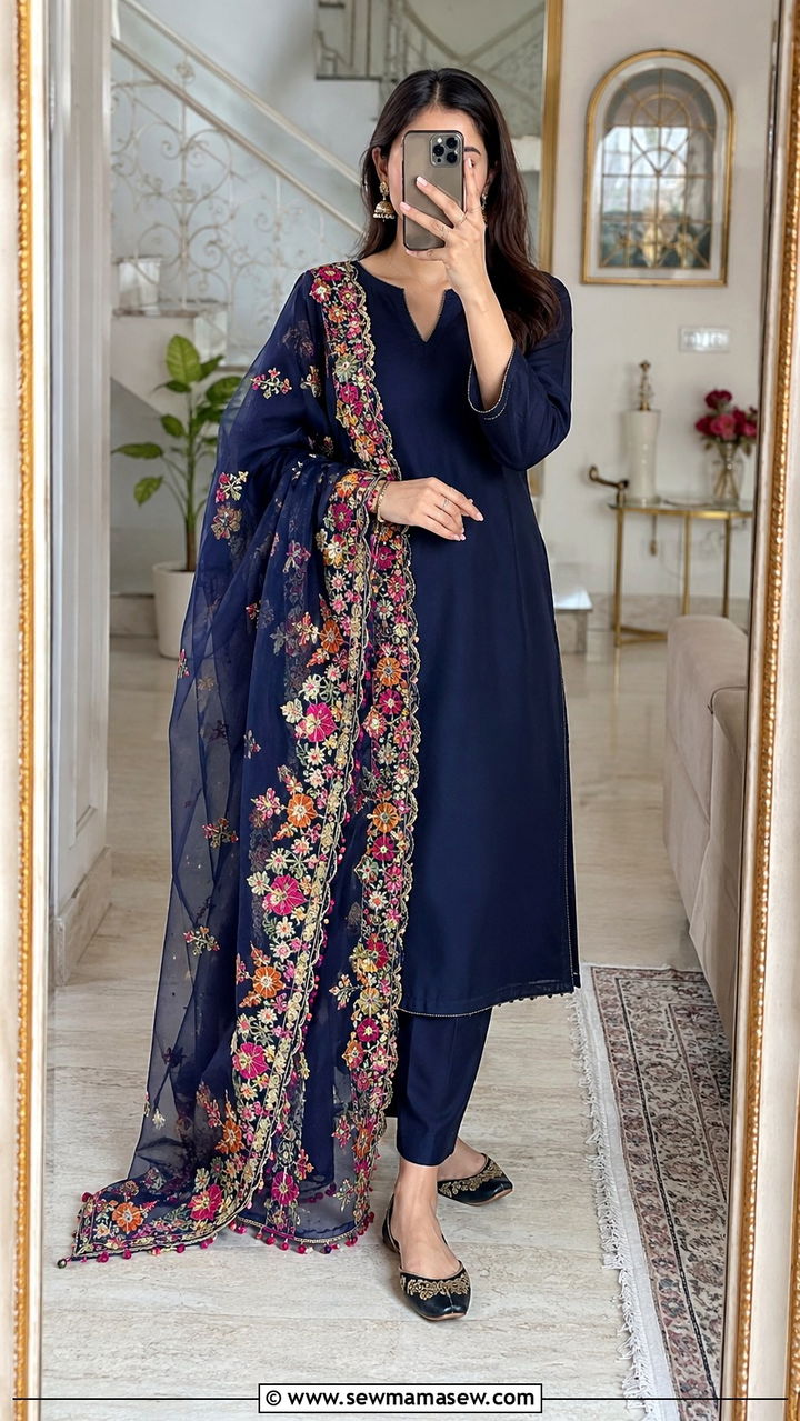 Organza Dupatta Suit for Dholki - 20 Wedding guest outfit ideas Dholki