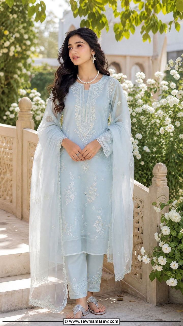 Organza Kurta Set With Dupatta - 30 Eid outfits for girls