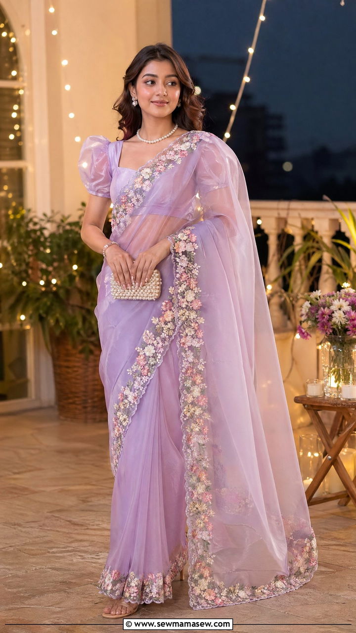 Organza Saree For Diwali Party - 35 Diwali outfit ideas for women