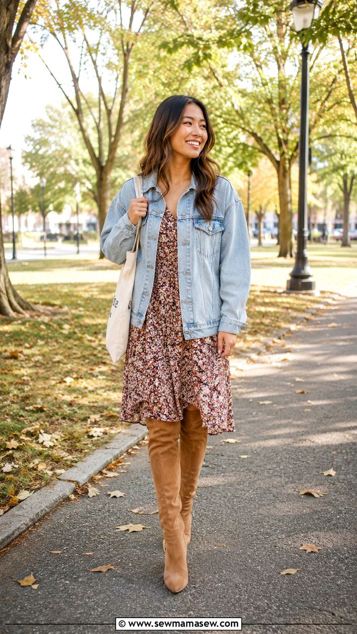 Over the Knee Boots with Denim Jacket - 30 How to style over the knee boots
