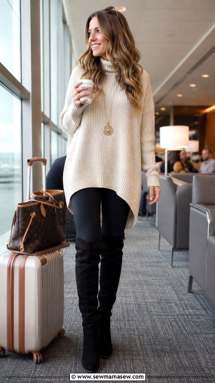 Over the Knee Boots with Tunic Sweater and Leggings - 40 Over the knee boots outfit ideas