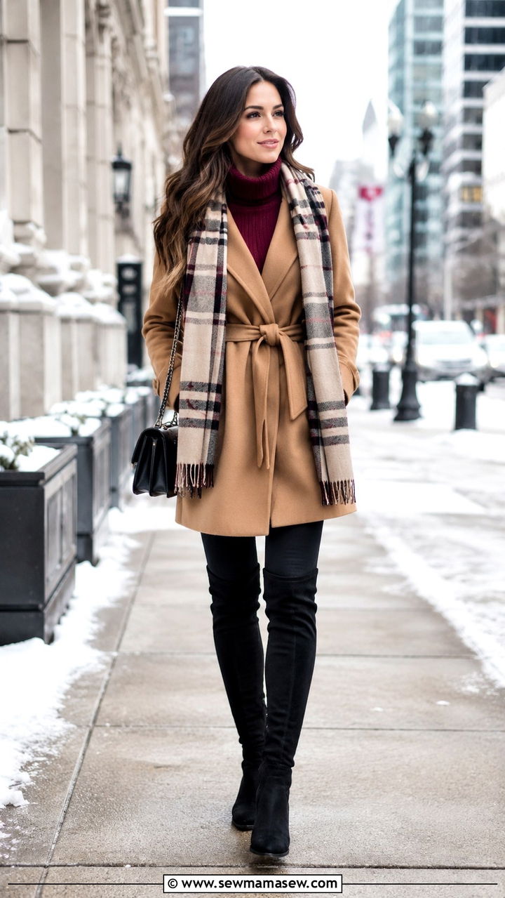 Over the Knee Boots with Winter Coat and Scarf - 30 How to style over the knee boots