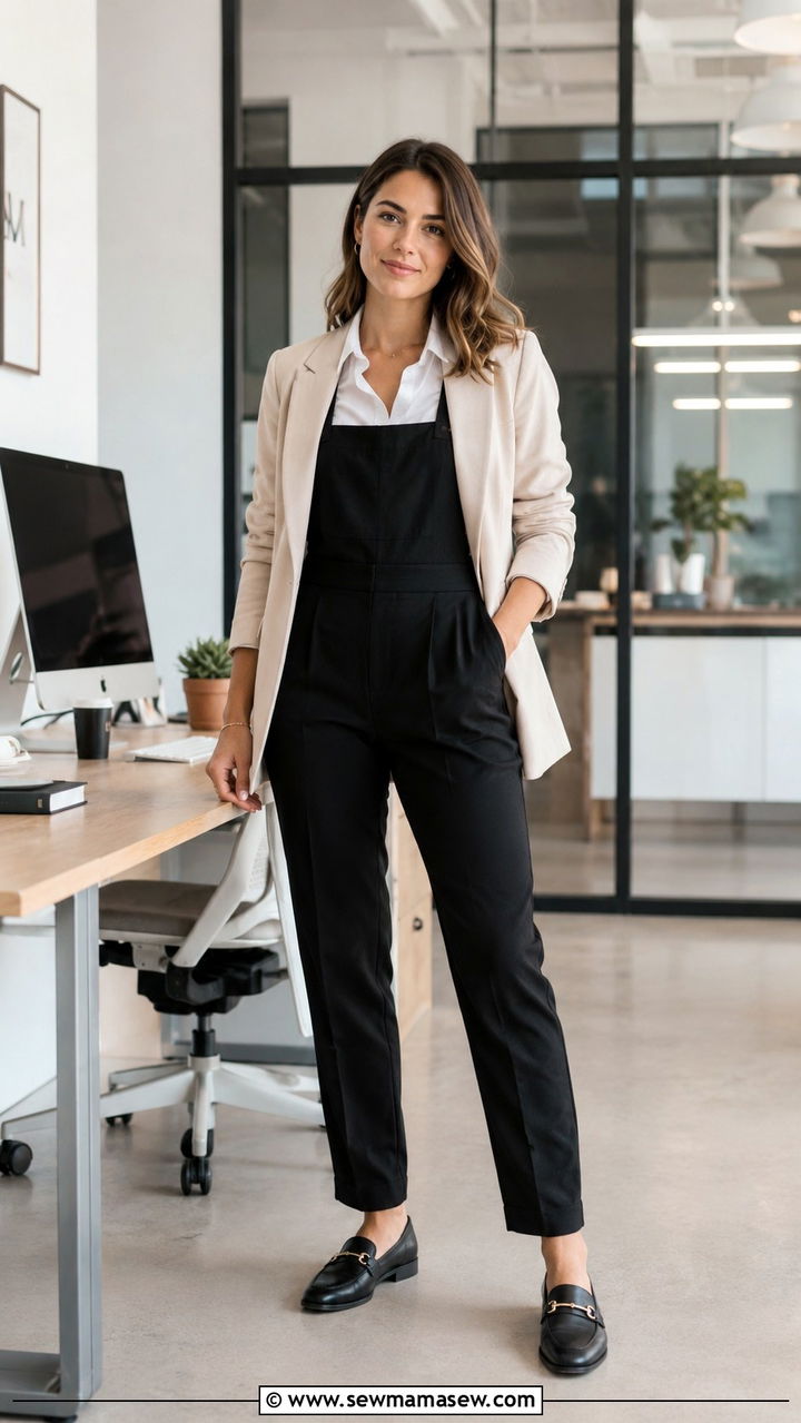 Overalls With Blazer and Loafers for Work - 30 How to style overalls