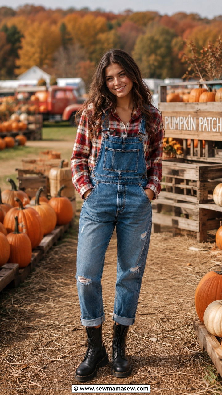 Overalls With Flannel Shirt and Combat Boots - 30 How to style overalls