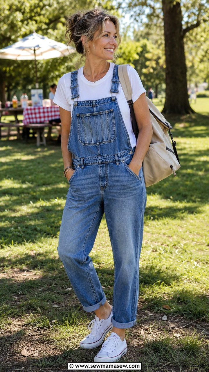 Overalls With T Shirt Outfit - 30 Outfit ideas for Gen X women
