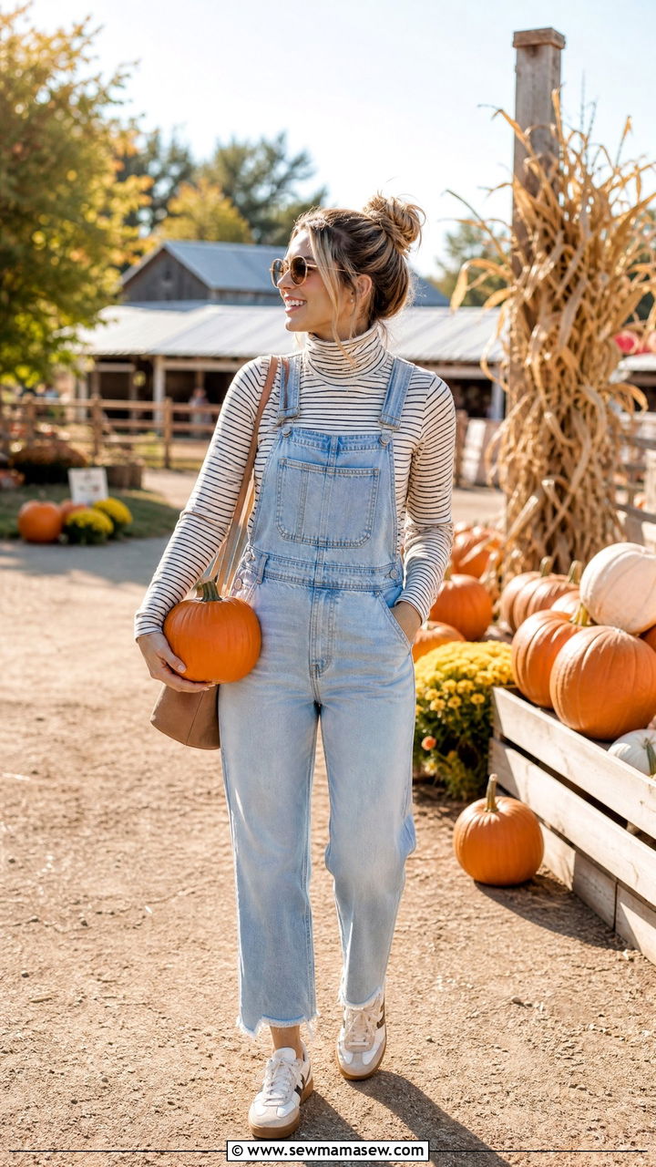 Overalls and Turtleneck - 30 Cute outfits for moms