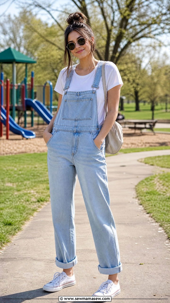 Overalls and t shirt park outfit - 25 Spring park outfits