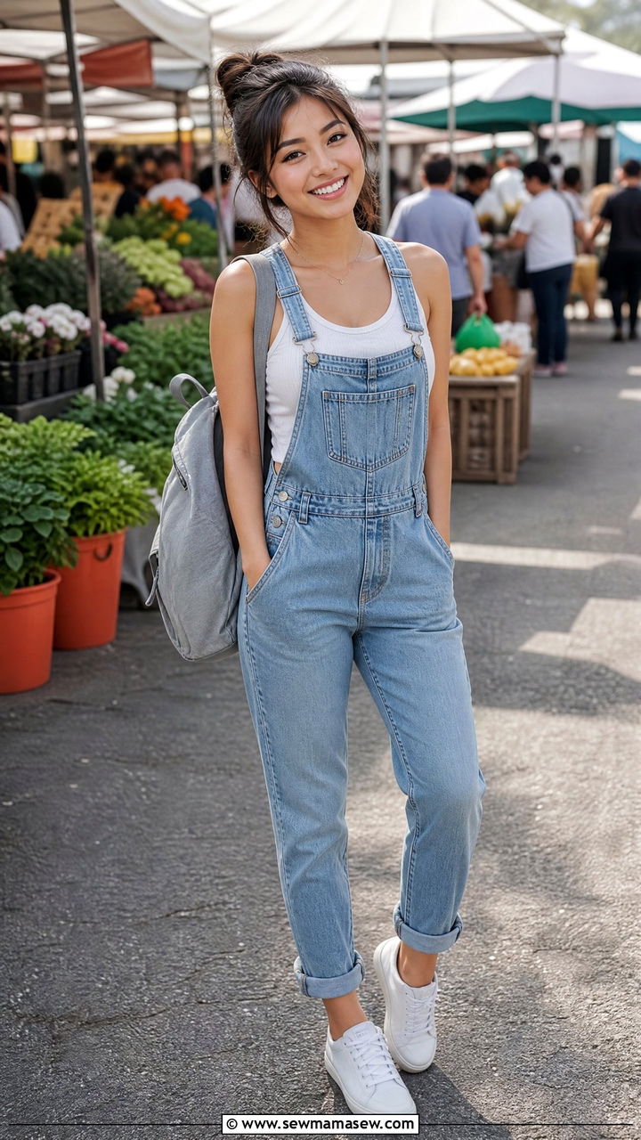 Overalls with fitted tank top outfit - 30 Cute outfits for short women