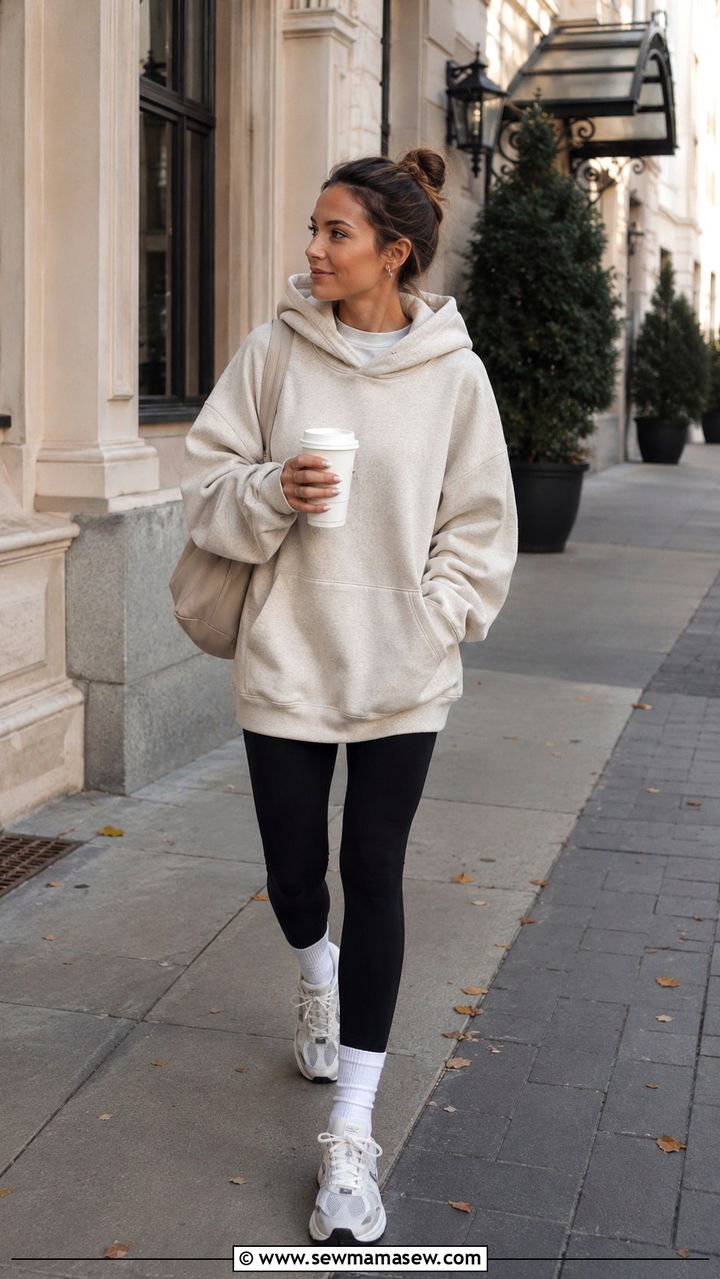 Oversize Hoodie and Leggings - 25 Modest pilates outfit ideas