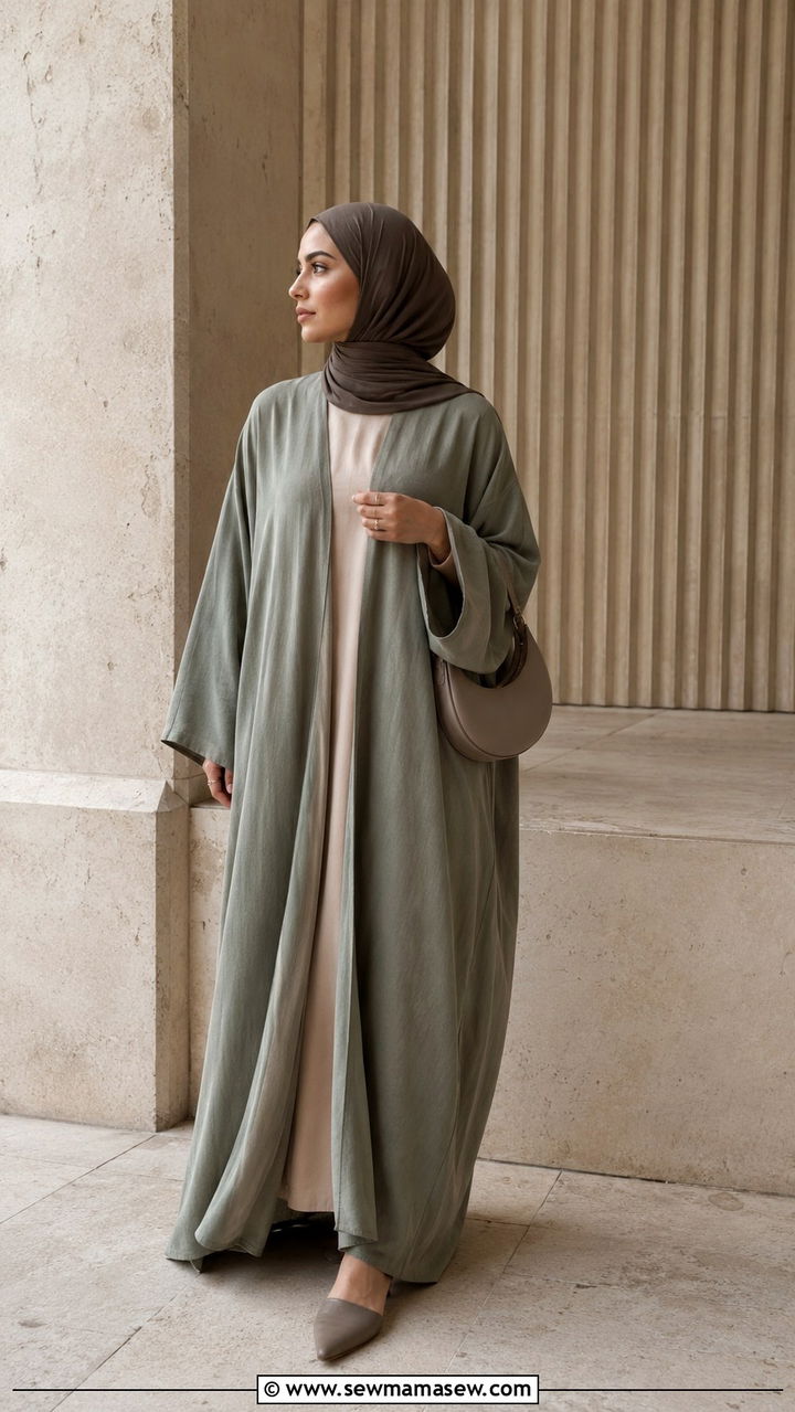 Oversized Abaya With Flat Mules - 30 Modest outfit ideas with abaya