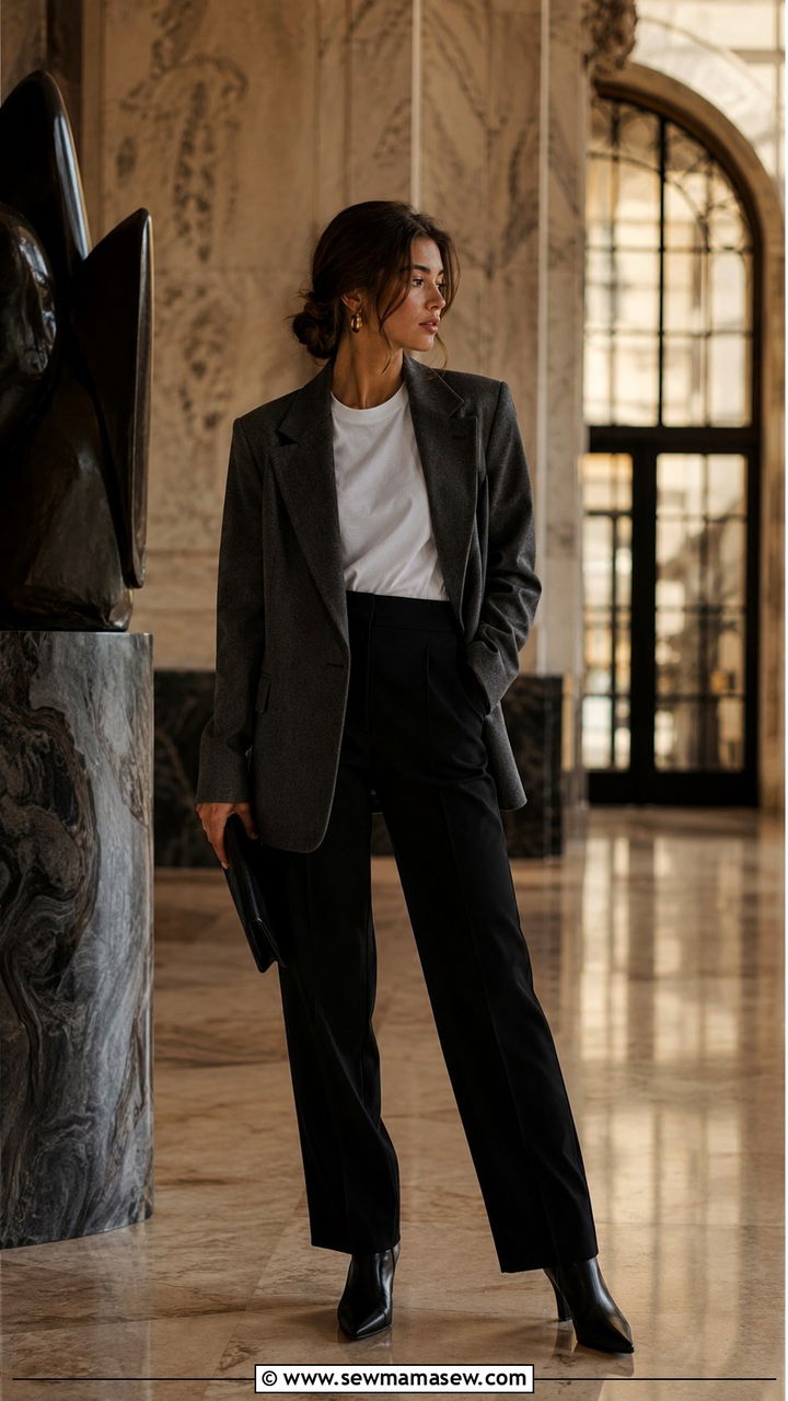 Oversized Blazer And Tailored Trousers Fall Concert Outfit - 25 seasonal concert outfit ideas