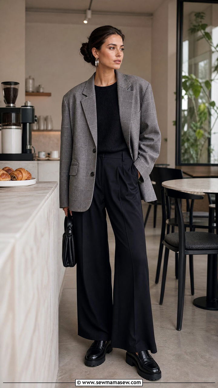 Oversized Blazer And Wide Leg Trousers Outfit - 30 Law student outfit ideas