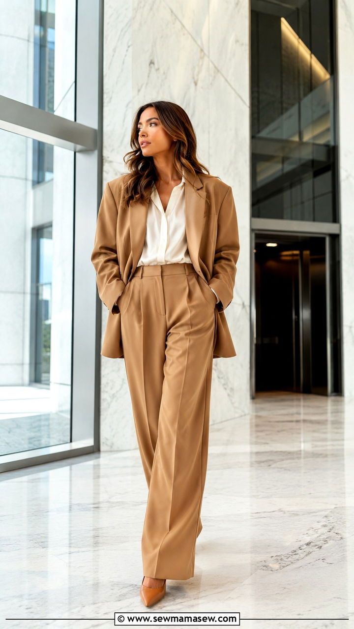 Oversized Blazer Matching Suit Set With Pointed Heels - 30 Oversized blazer outfit ideas with heels