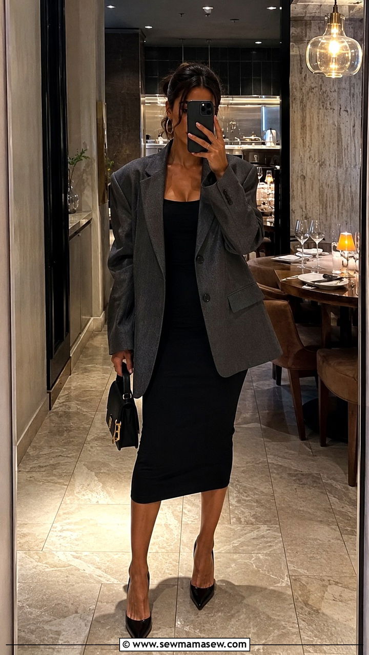 Oversized Blazer With A Bodycon Dress - 30 How to style an oversized blazer