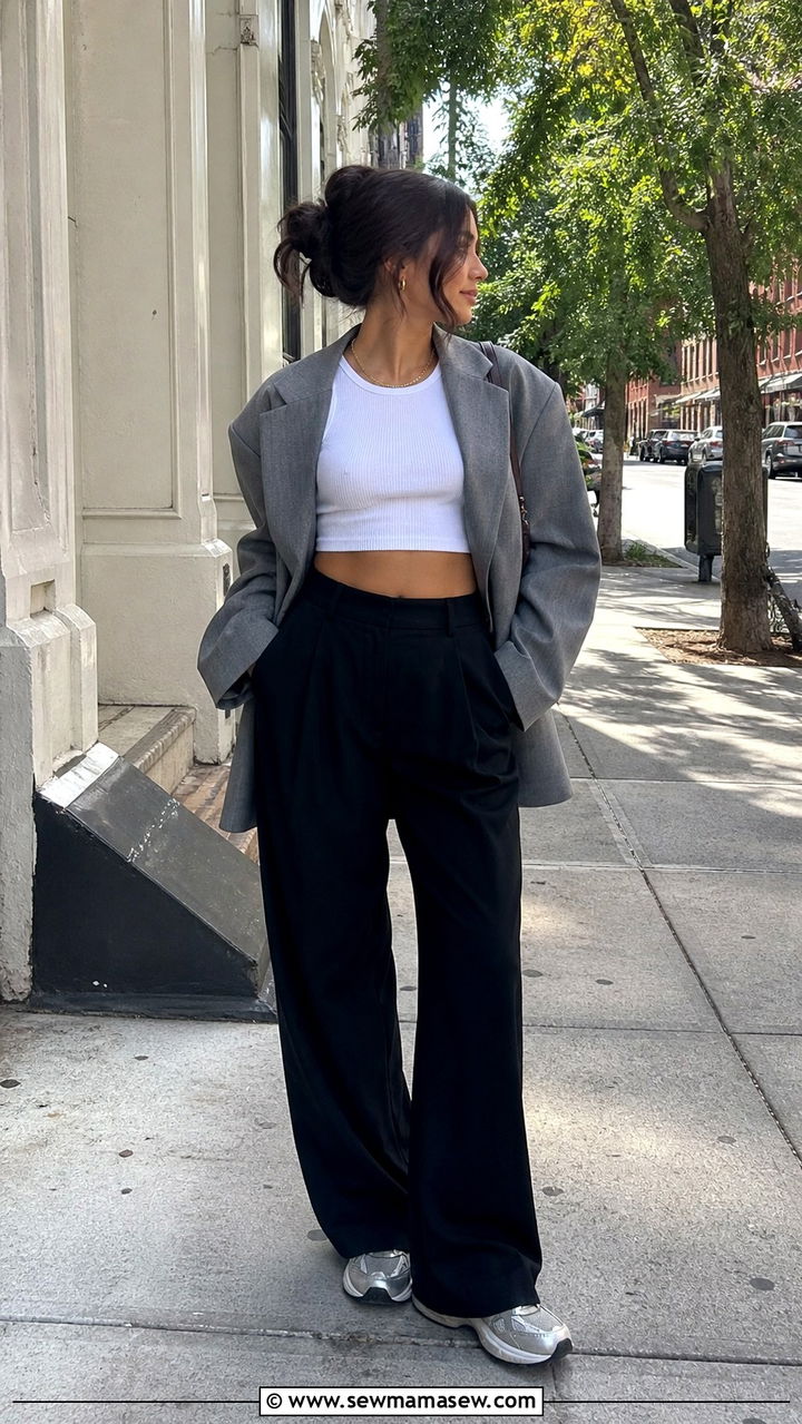Oversized Blazer With A Crop Top - 30 How to style an oversized blazer