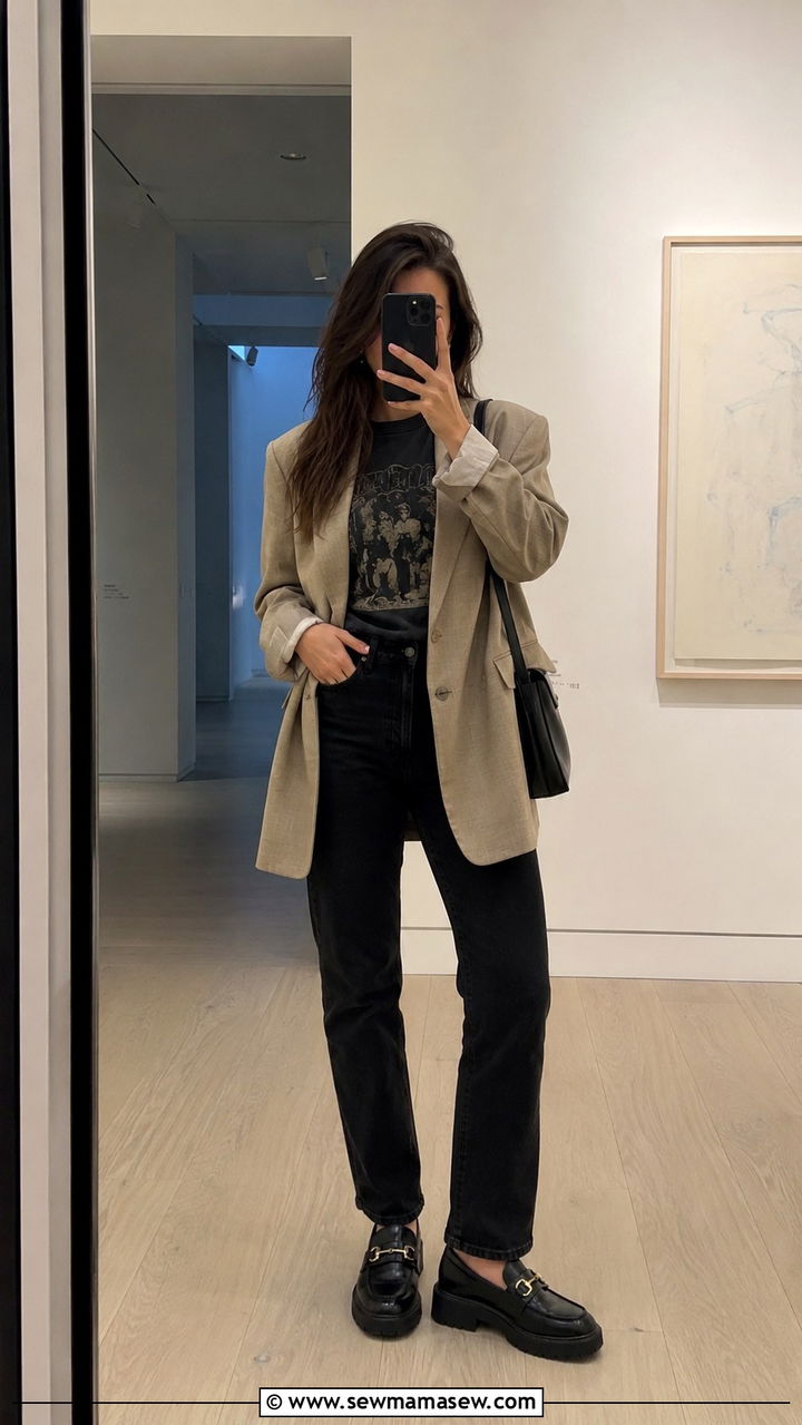 Oversized Blazer With A Graphic Tee - 30 How to style an oversized blazer