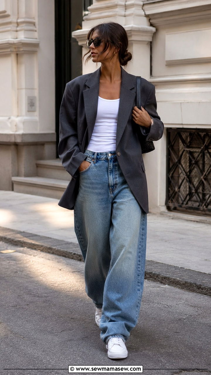Oversized Blazer With Baggy Jeans And Sneakers - 30 Pinterest outfits to copy