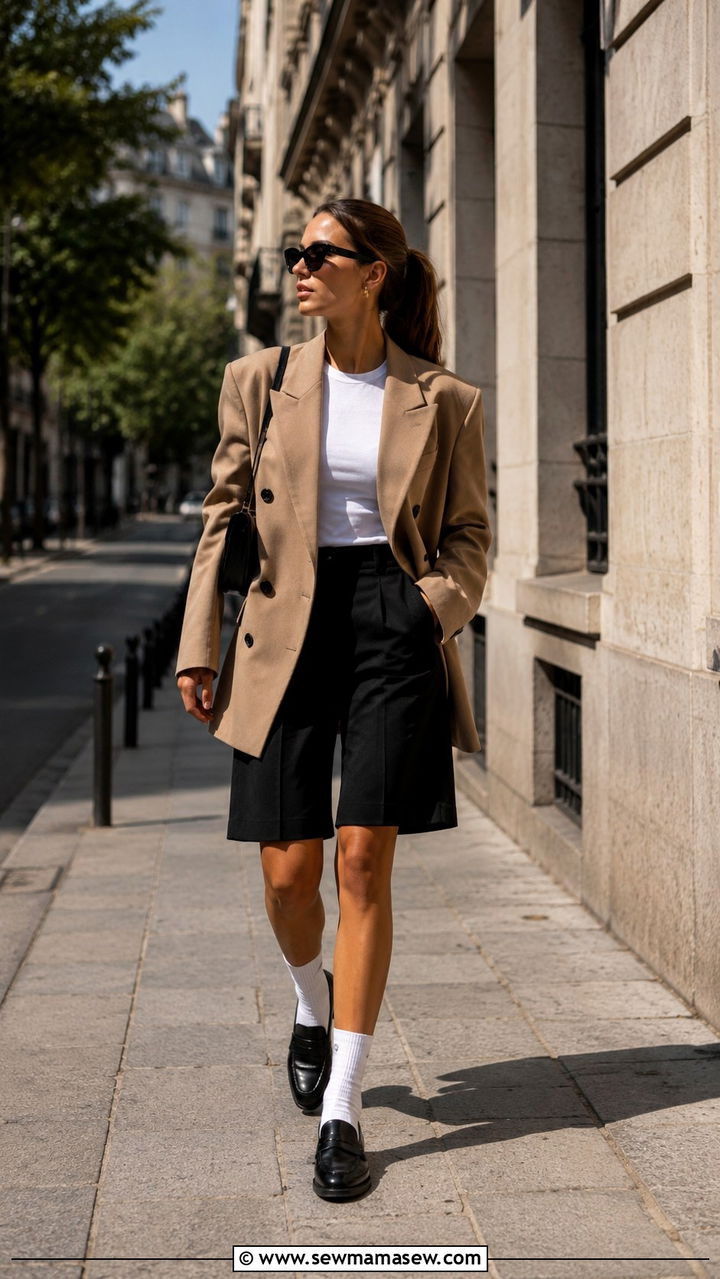 Oversized Blazer With Bermuda Shorts And Loafers - 25 Nepo baby outfit ideas 2026