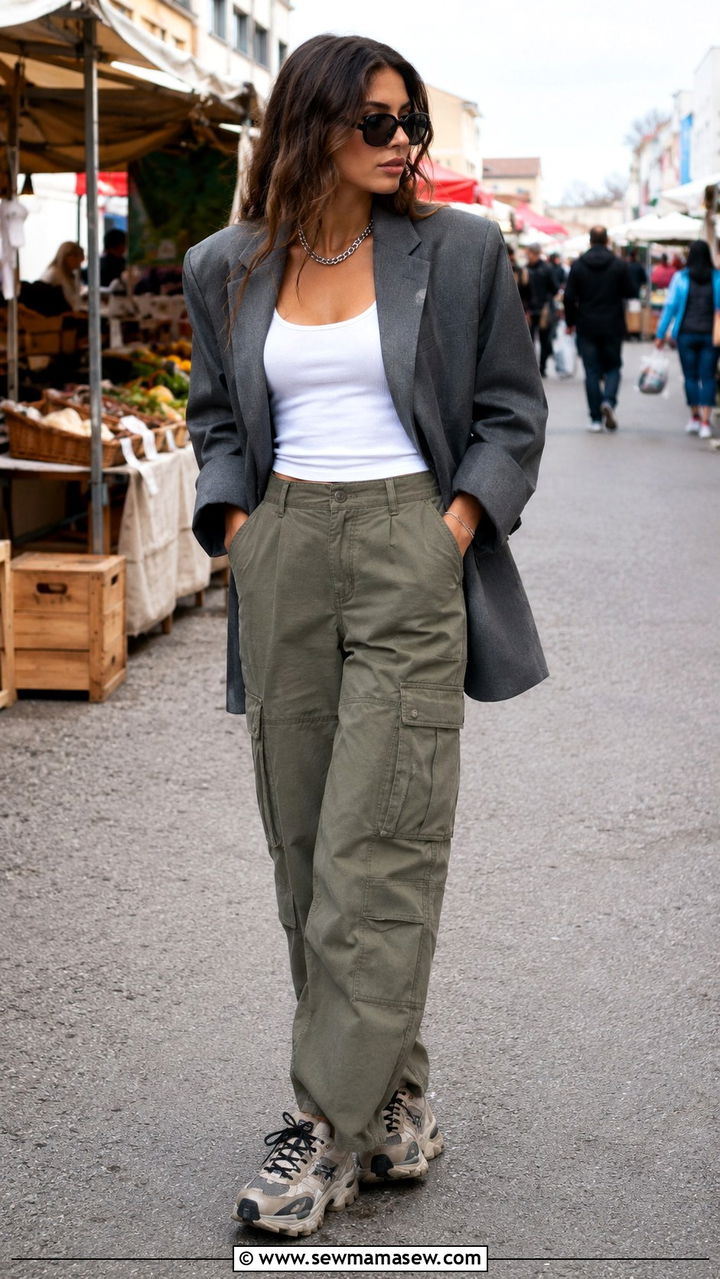 Oversized Blazer With Cargo Pants And Sneakers - 30 Oversized blazer outfit ideas with sneakers