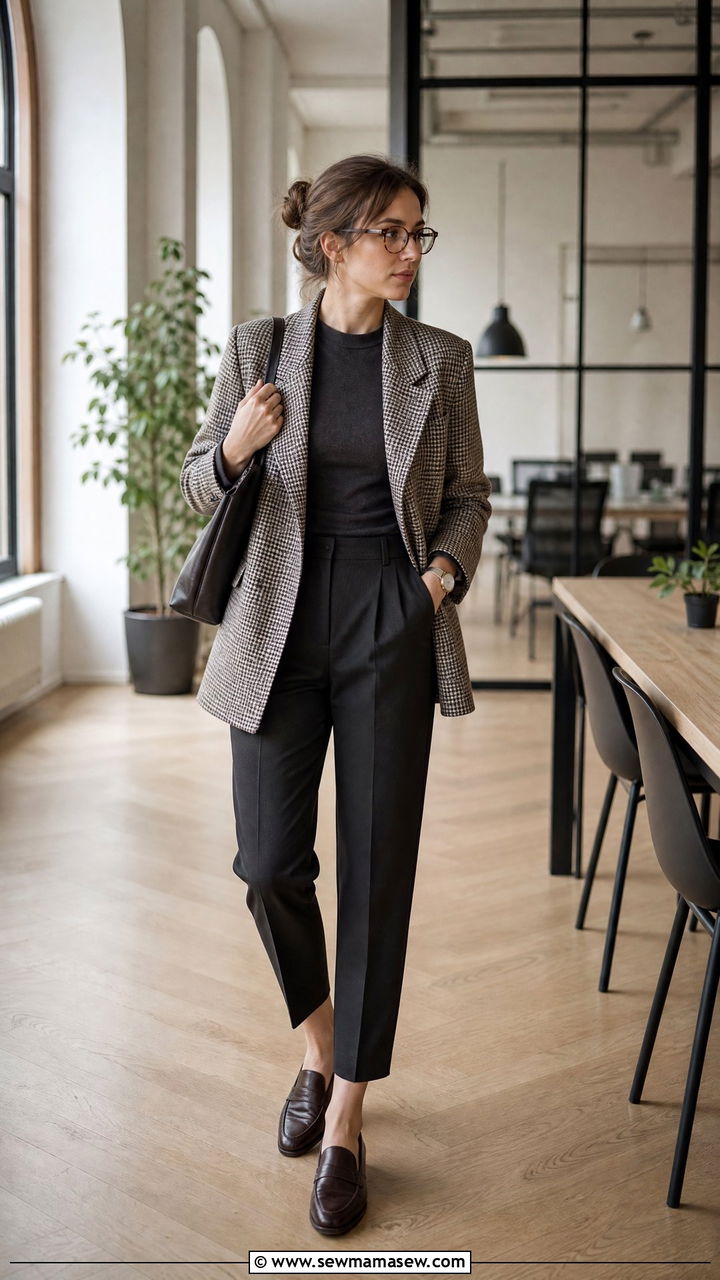 Oversized Blazer With Cropped Trousers And Loafers - 25 classy librarian core outfits