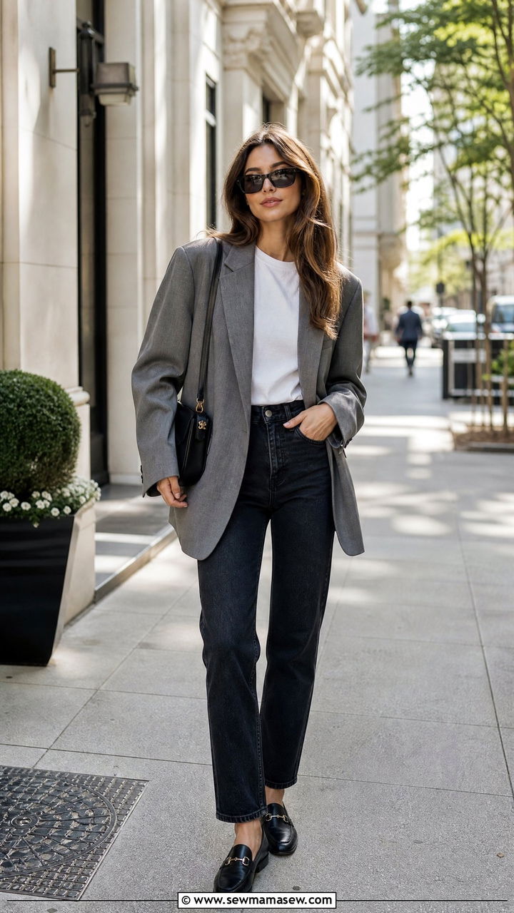 Oversized Blazer With Dark Wash Jeans - 35 Modern business casual outfits